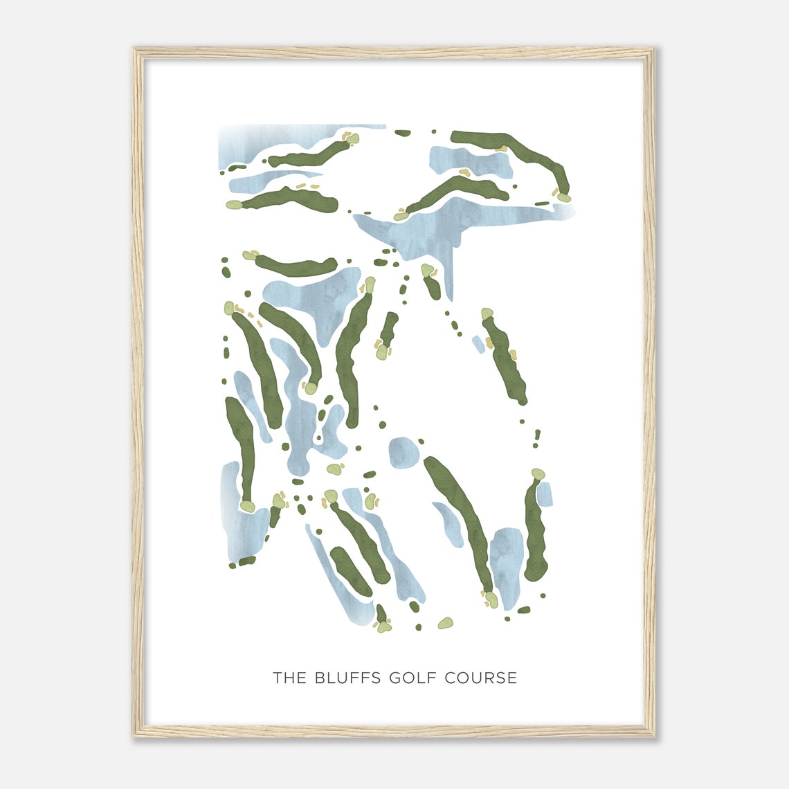 The Bluffs Golf Course Modern Minimalist Watercolor Map Poster - Image 2