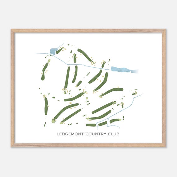 Ledgemont Country Club In Seekonk Massachusetts Modern Watercolor Map Golfer Gift Golf Wall Art Golf Poster Print Course Layout