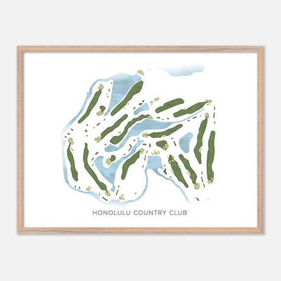 Honolulu Country Club In Honolulu Hawaii Modern Watercolor Map Golfer Gift Golf Wall Art Golf Poster Print Course Layout