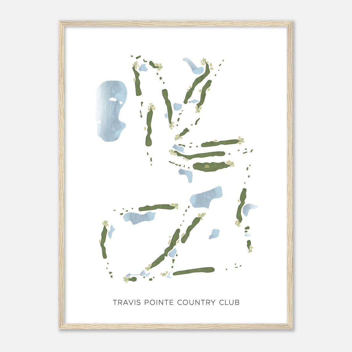 Travis Pointe Country Club Watercolor Golf Course Map Poster