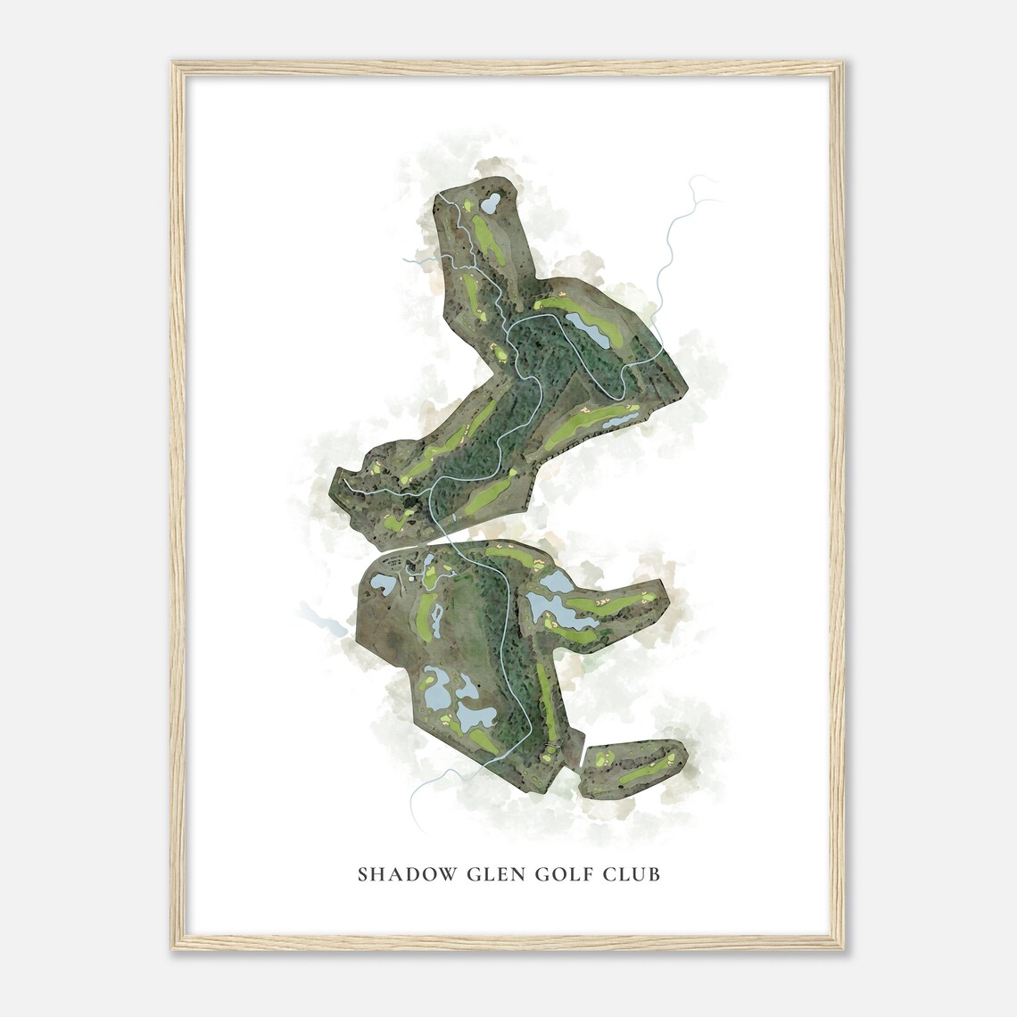 Shadow Glen Golf Club Texas Classic Watercolor Map Art Poster
