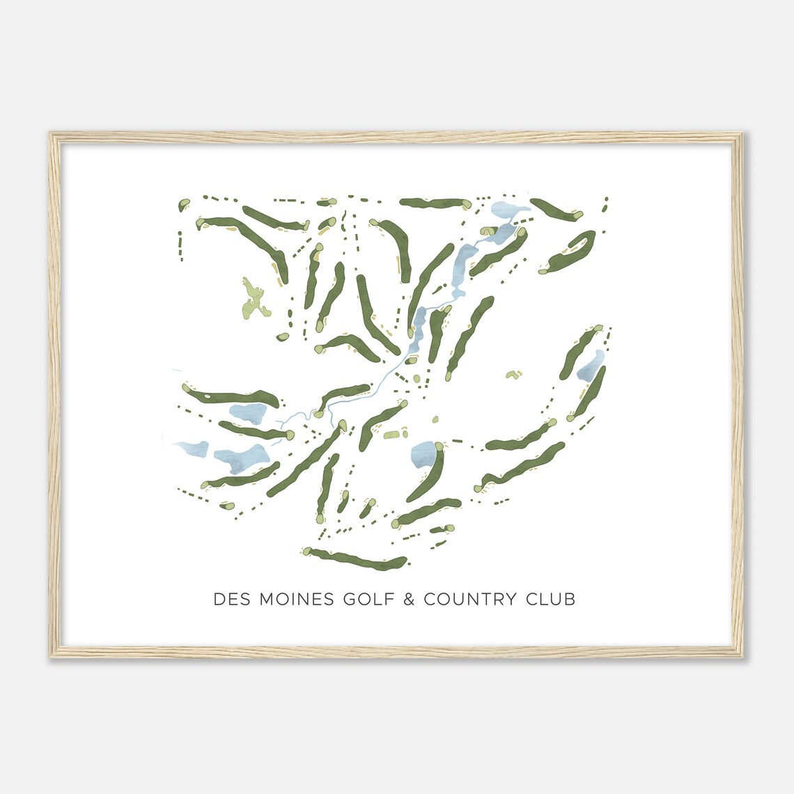 Des Moines Golf and Country Club Iowa Watercolor Fairway Map Poster - Image 2