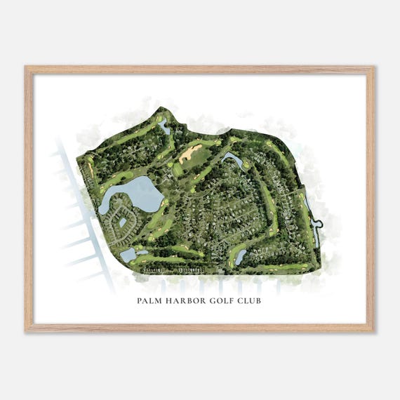 Palm Harbor Golf Club In Palm Coast Florida Classic Watercolor Map Golfer Gift Golf Wall Art Golf Poster Print Course Layout