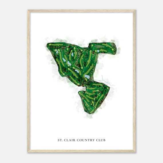 St Clair Country Club Pennsylvania Classic Watercolor Map Golfer Gift Golf Wall Art Golf Poster Print Course Layout