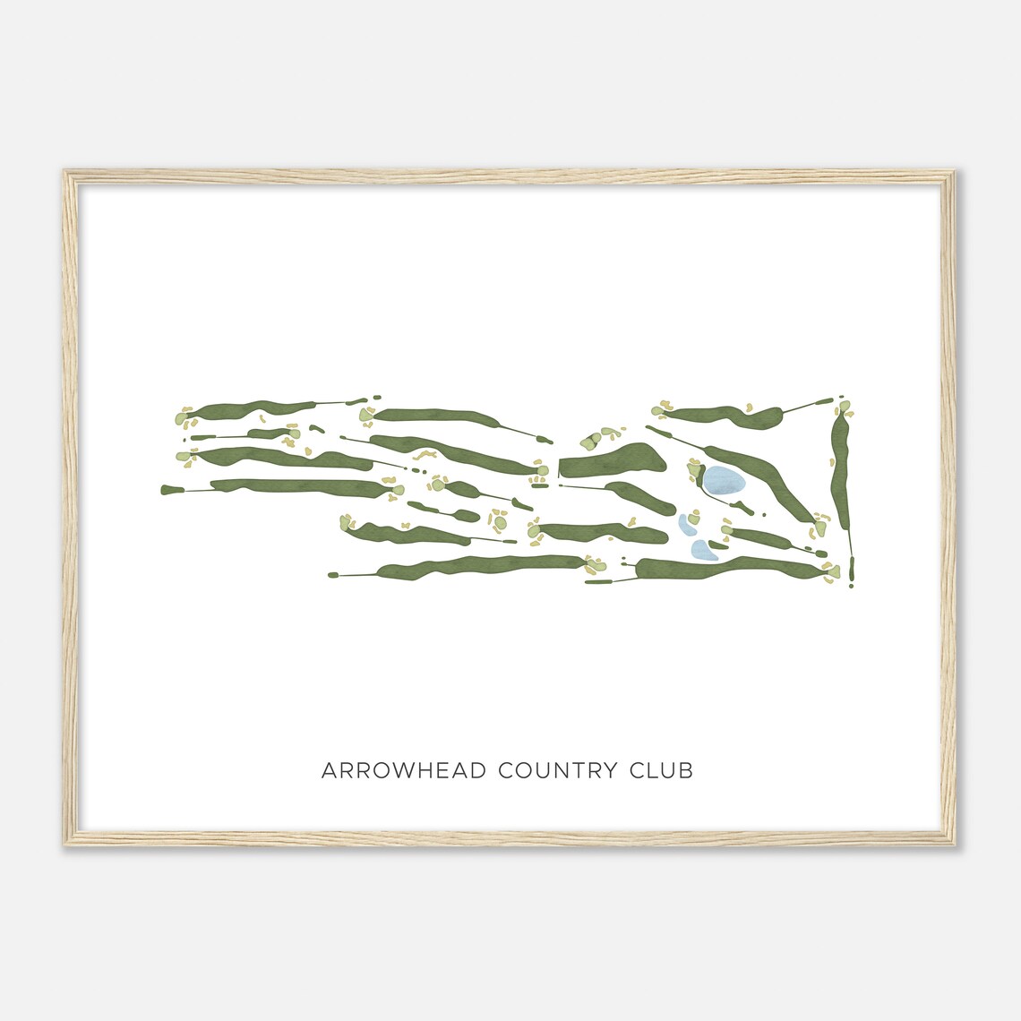 Elegant Arrowhead Country Club Modern Watercolor Map Wall Art