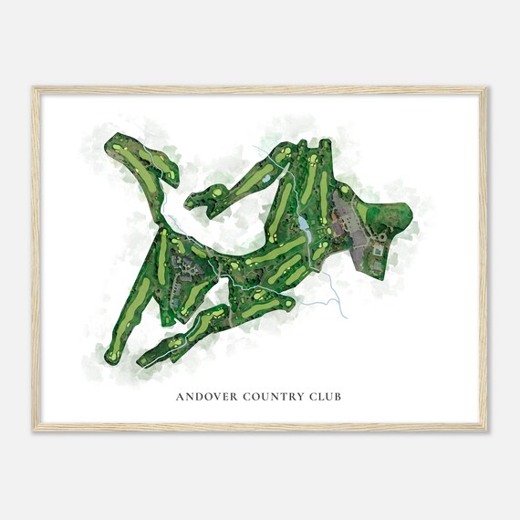Andover Country Club Massachusetts Classic Watercolor Map Golfer Gift Golf Wall Art Golf Poster Print Course Layout