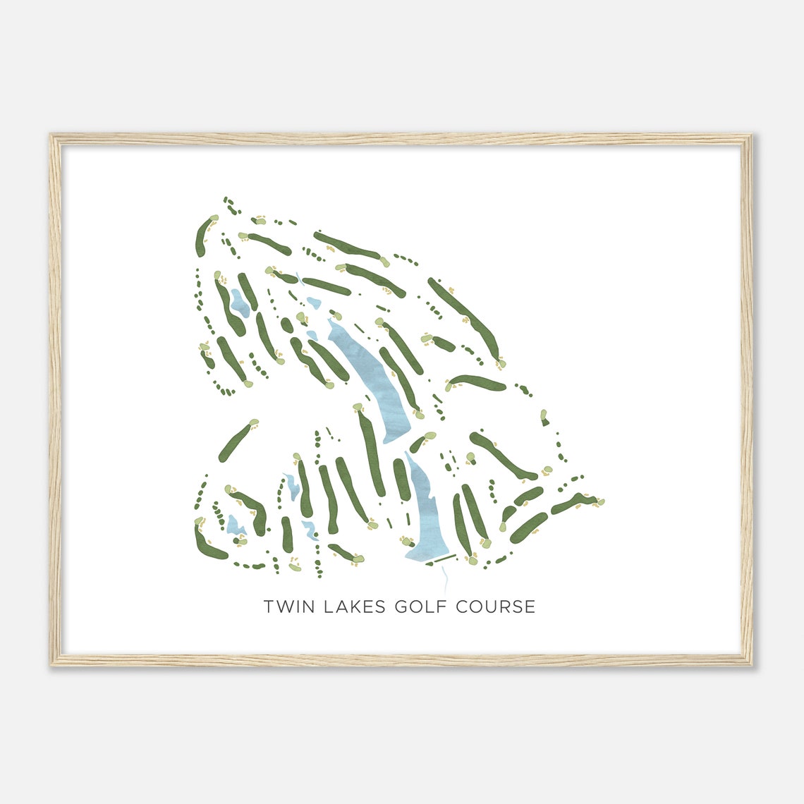 Twin Lakes Golf Course Modern Watercolor Golf Course Map Poster