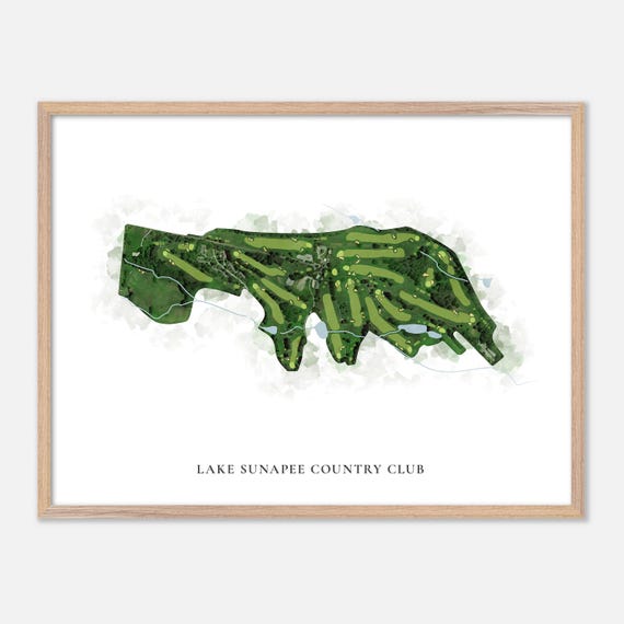 Lake Sunapee Country Club In New London New Hampshire Classic Watercolor Map Golfer Gift Golf Wall Art Golf Poster Print