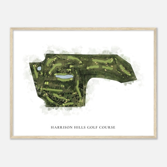 Harrison Hills Golf Course Indiana Classic Watercolor Map Golfer Gift Golf Wall Art Golf Poster Print Course Layout