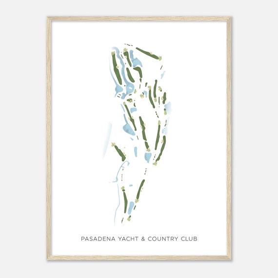 Pasadena Yacht Country Club Florida Modern Watercolor Map Golfer Gift Golf Wall Art Golf Poster Print Course Layout