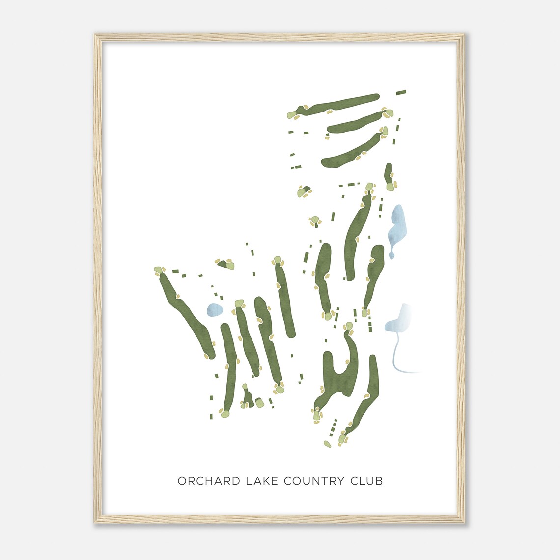 Orchard Lake Country Club Minimalist Watercolor Golf Course Map Poster