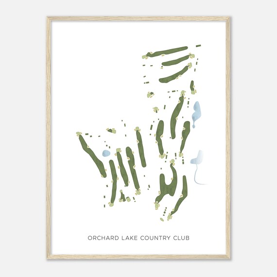 Orchard Lake Country Club Michigan Modern Watercolor Map Golfer Gift Golf Wall Art Golf Poster Print Course Layout