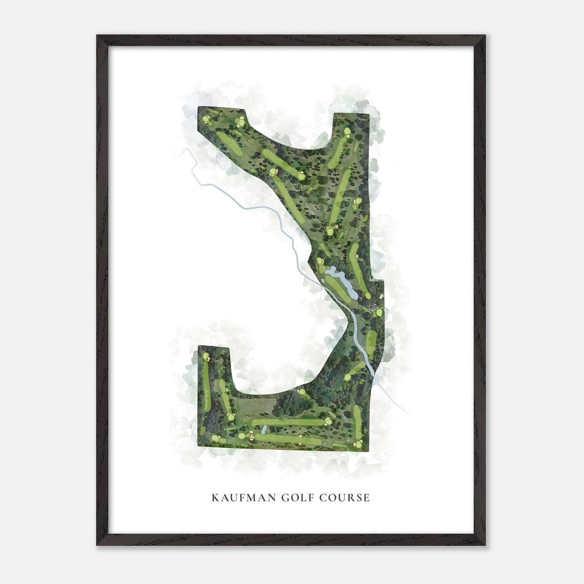 Kaufman Golf Course Michigan Classic Watercolor Course Map Poster - Image 3