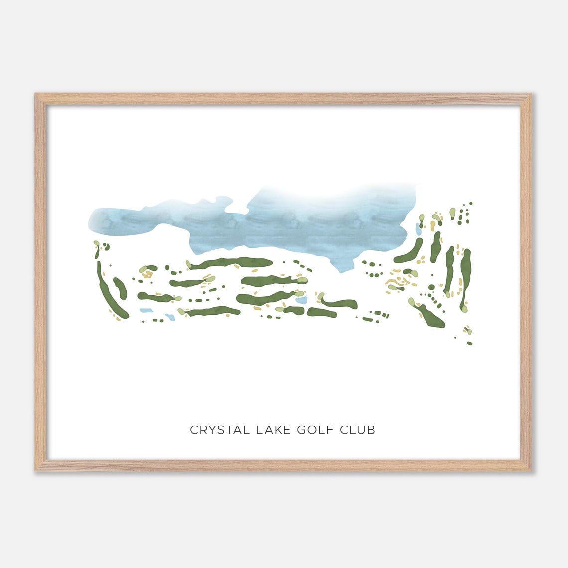 Crystal Lake Golf Club Mapleville RI Modern Watercolor Golf Map Poster