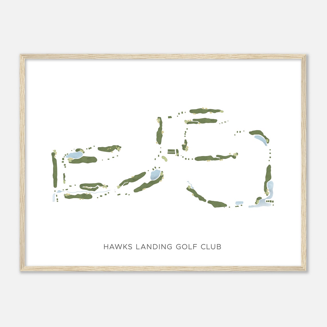 Hawks Landing Golf Club Minimalist Watercolor Course Map Poster - Image 2