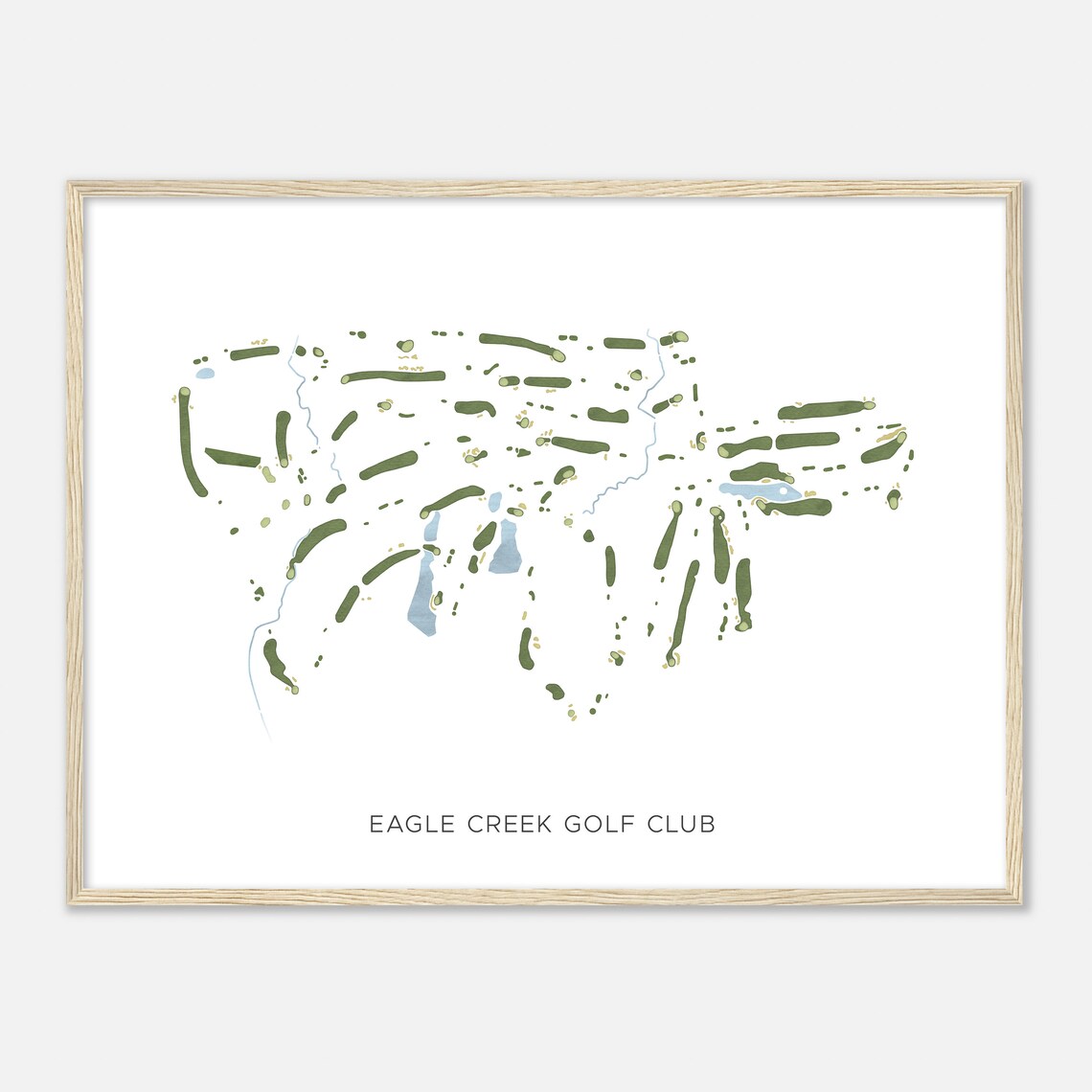 Eagle Creek Golf Club Modern Watercolor Golf Course Map Art Poster