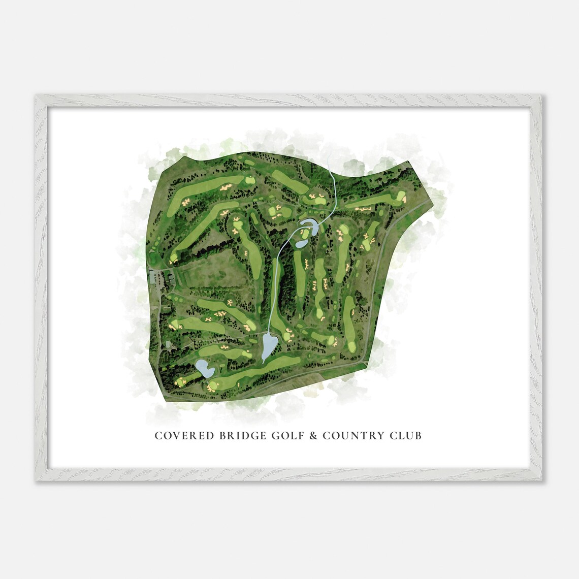 Covered Bridge Golf & Country Club Hartland Canada Classic Watercolor Golf Map Poster - Image 3