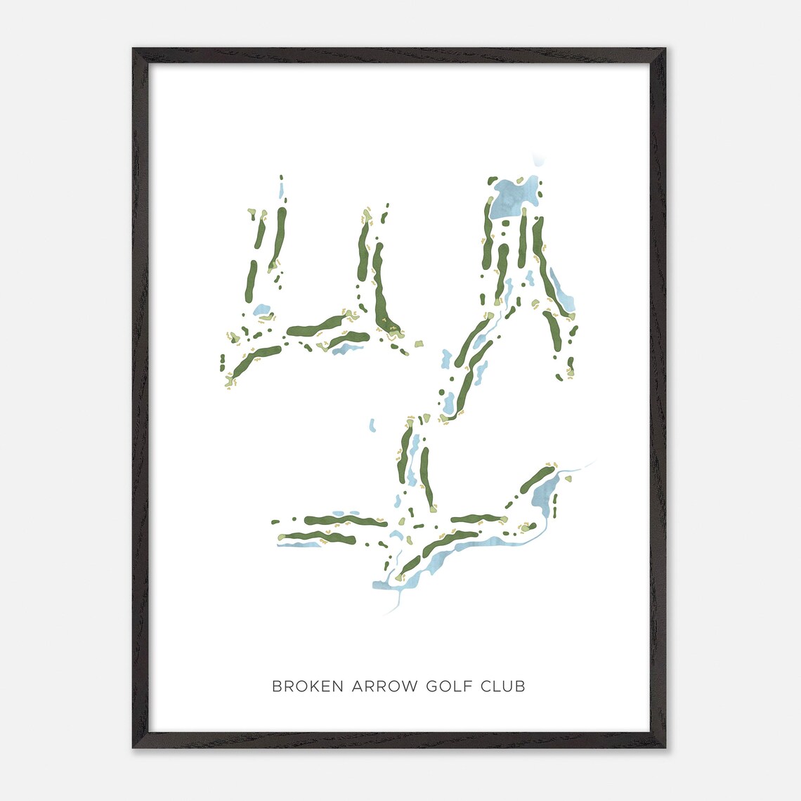 Broken Arrow Golf Club Illinois Modern Watercolor Map Poster - Image 3