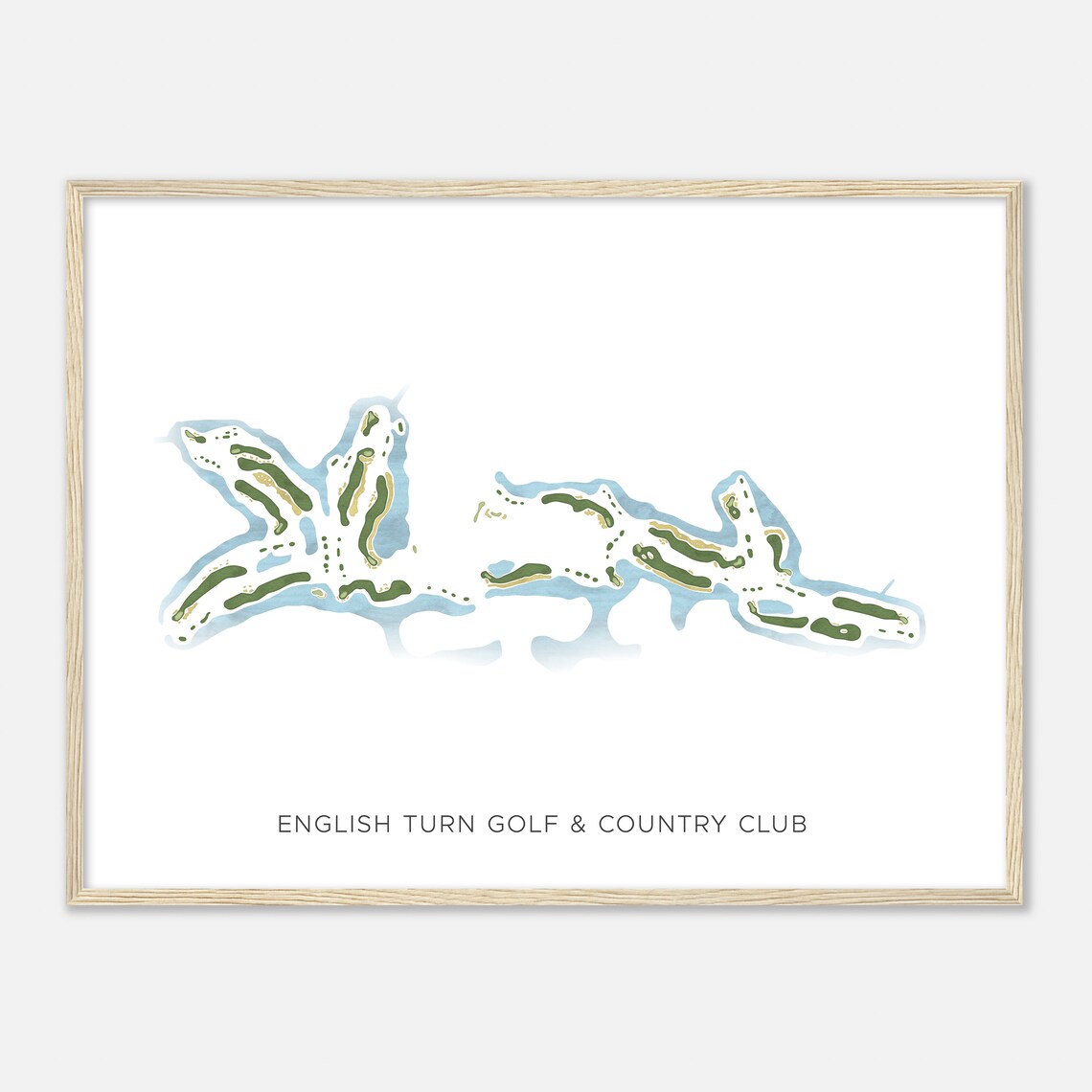 English Turn Golf and Country Club Modern Watercolor Map Poster - Image 2