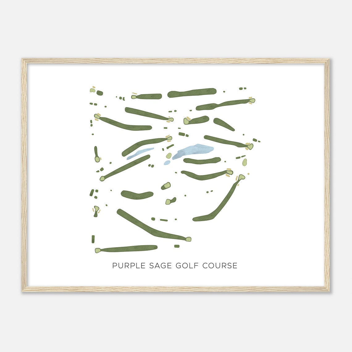 Purple Sage Golf Course Idaho Modern Minimalist Watercolor Map Poster
