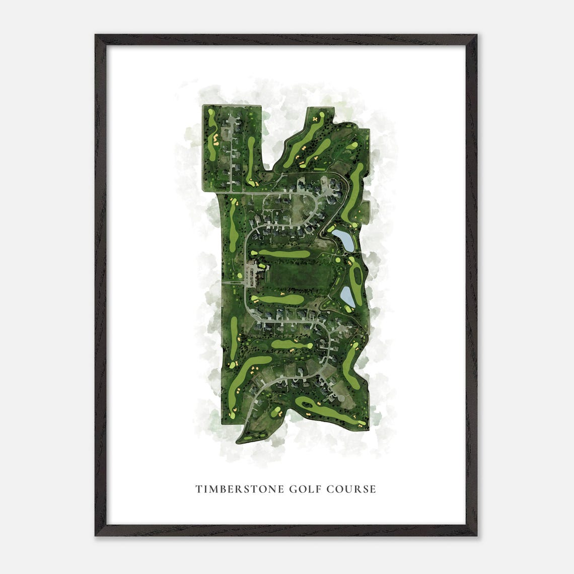 Timberstone Golf Course Classic Aerial Watercolor Map Poster - Image 3