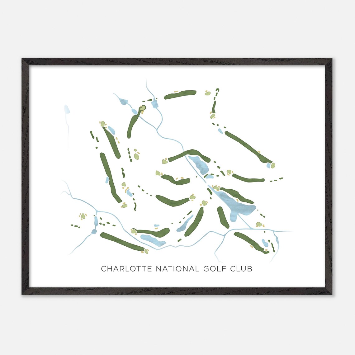 Charlotte National Golf Club Indian Trail NC Modern Watercolor Golf Map Poster - Image 5