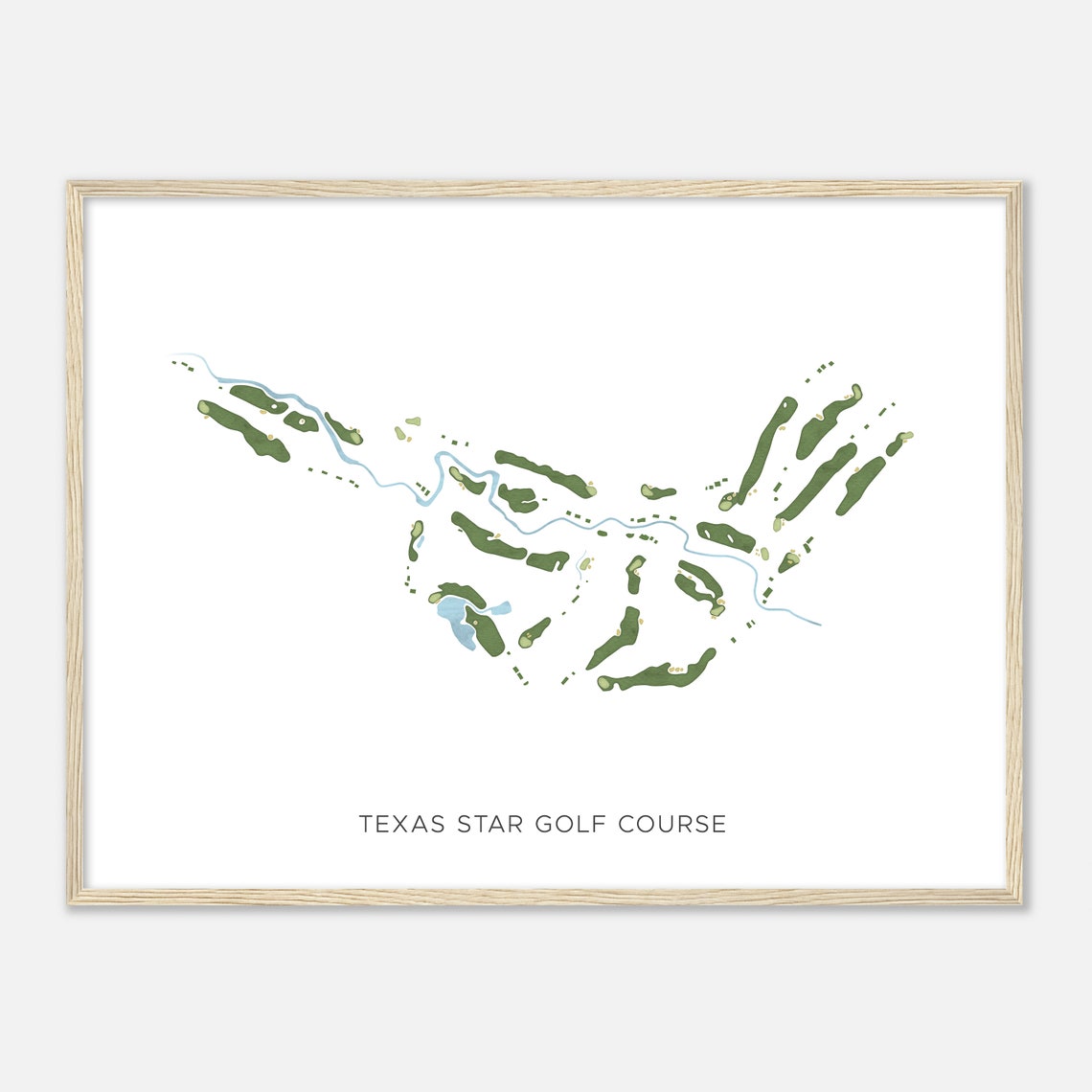 Texas Star Golf Course Texas Modern Watercolor Map Art Poster