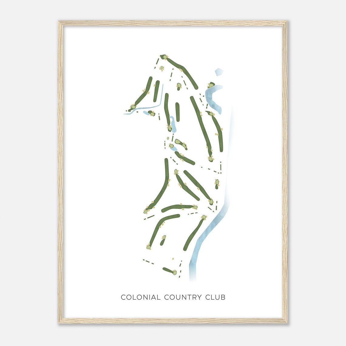 Colonial Country Club Texas Modern Watercolor Golf Course Map Poster - Image 2