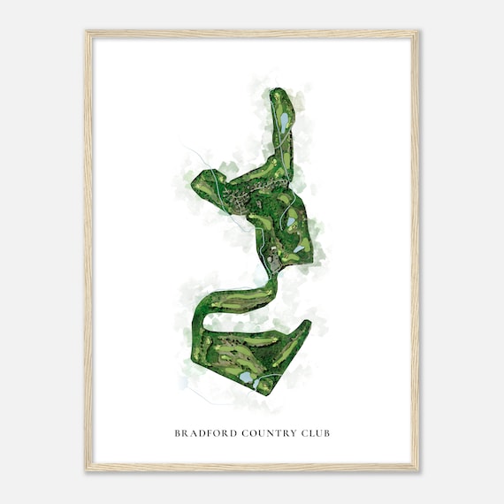 Bradford Country Club Massachusetts Classic Watercolor Map Golfer Gift Golf Wall Art Golf Poster Print Course Layout