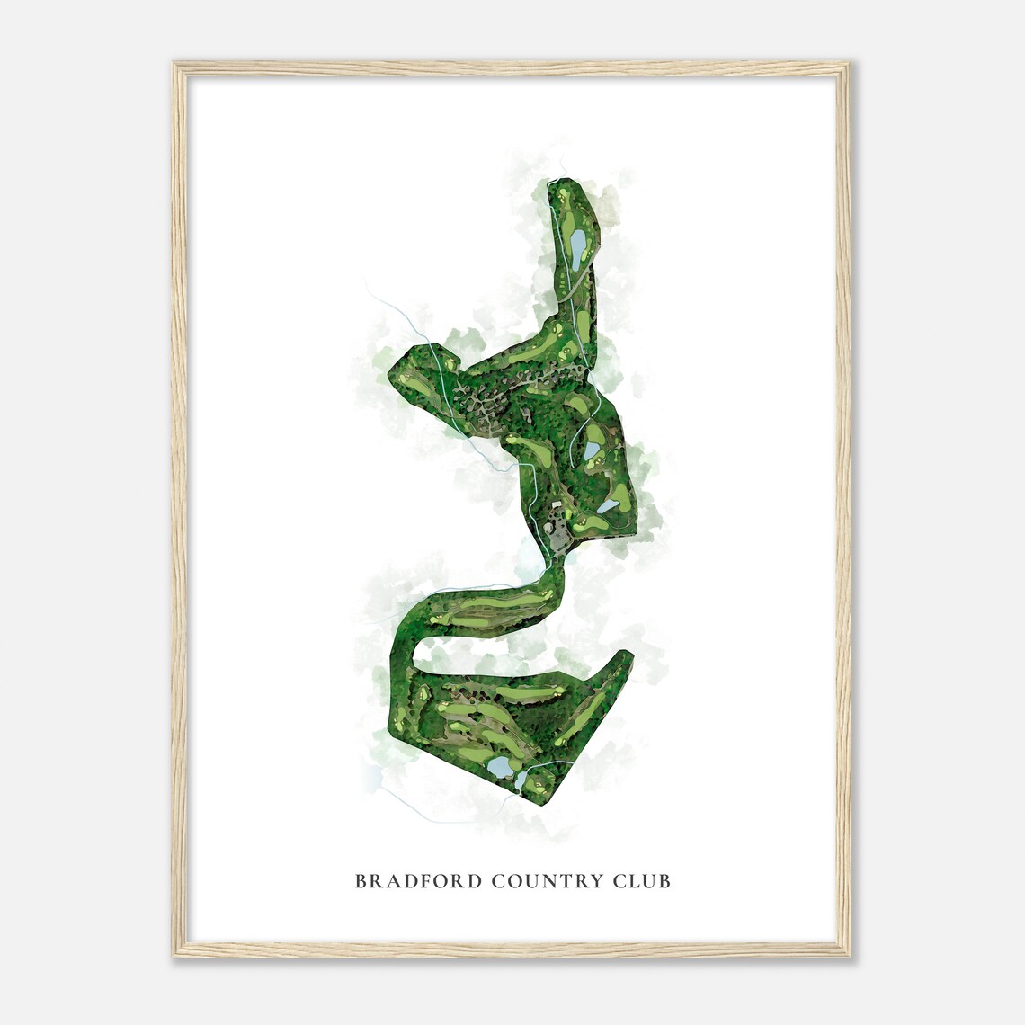 Bradford Country Club Massachusetts Classic Watercolor Golf Map Poster