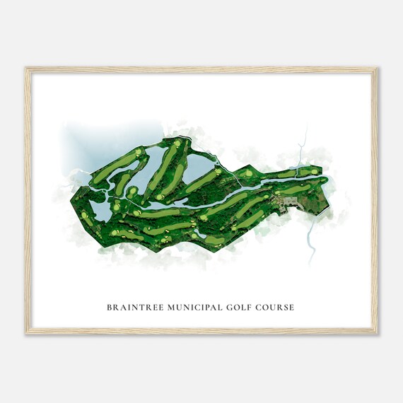 Braintree Municipal Golf Course Massachusetts Classic Watercolor Map Golfer Gift Golf Wall Art Golf Poster Print Course Layout
