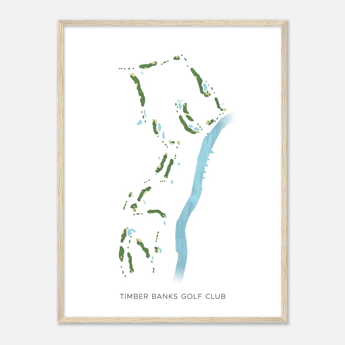 Timber Banks Golf Club Modern Watercolor Golf Course Map Art Poster
