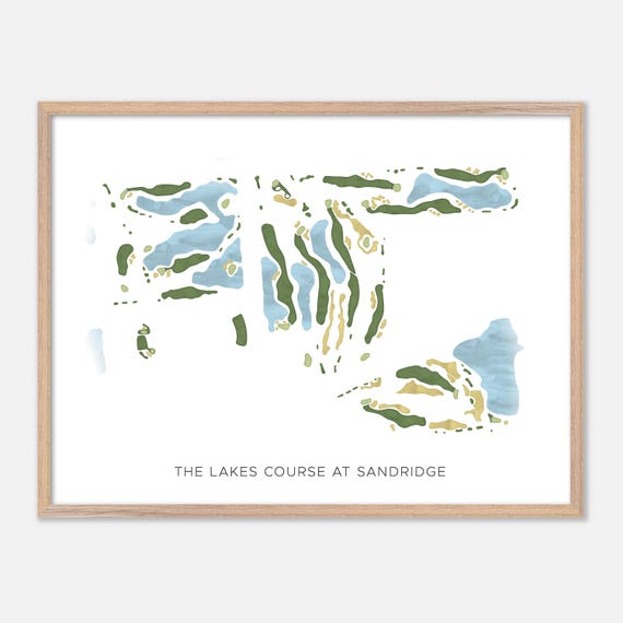 The Lakes Course At Sandridge In Vero Beach Florida Modern Watercolor Map Golfer Gift Golf Wall Art Golf Poster Print