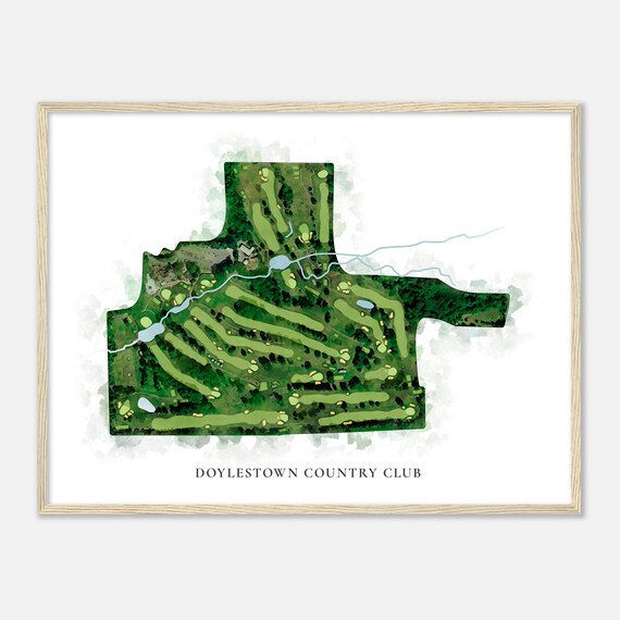 Doylestown Country Club Pennsylvania Classic Watercolor Map Golfer Gift Golf Wall Art Golf Poster Print Course Layout
