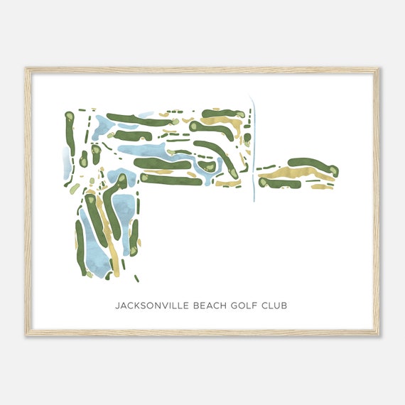 Jacksonville Beach Golf Club Florida Modern Watercolor Map Golfer Gift Golf Wall Art Golf Poster Print Course Layout