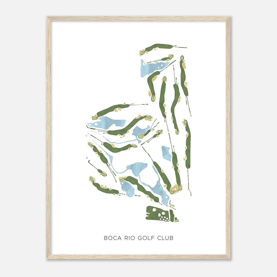 Boca Rio Golf Club Florida Modern Watercolor Golf Map Poster - Image 2