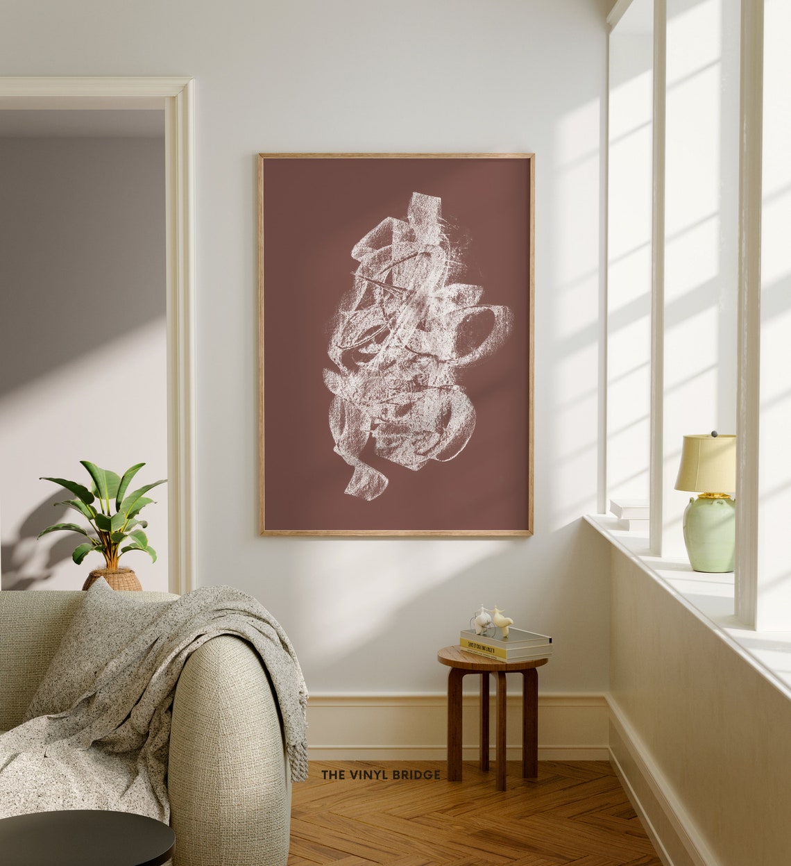 Abstract White Chalk Scribble Swirl On Brown Minimalist Decor Poster - Image 4