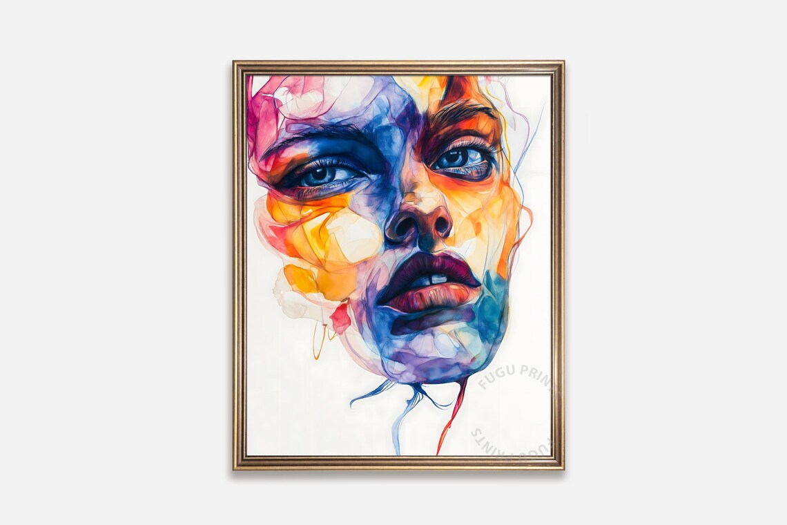 Abstract Woman Portrait, Watercolor Wall Decor