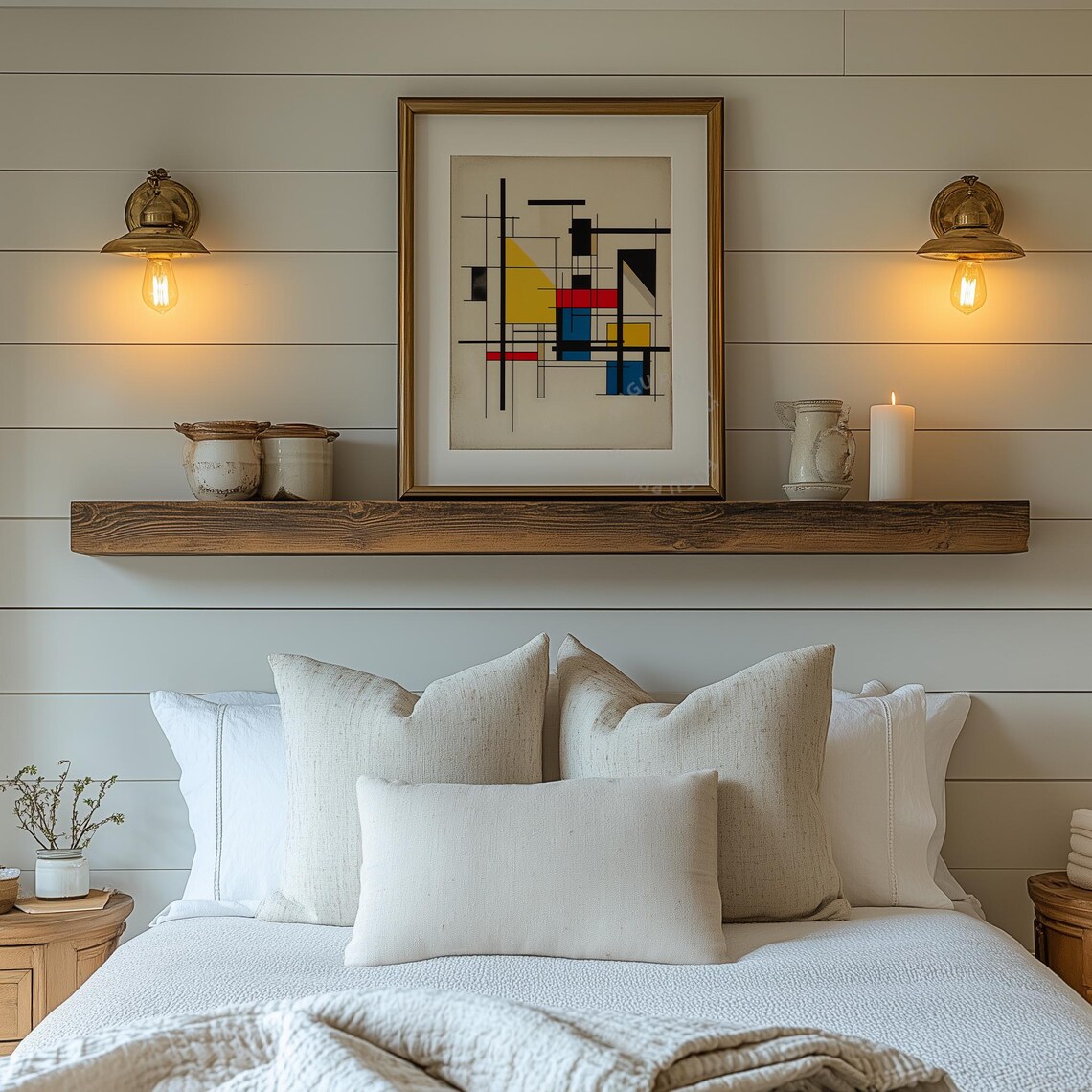 De Stijl Primary Color Geometric Black Lines Mondrian Wall Art - Image 2