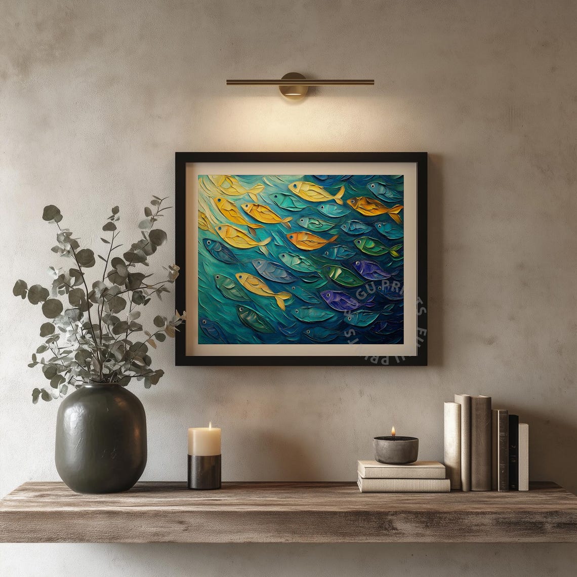 Colorful Fish Print Impressionist Ocean Wall Art Coastal Living Room Decor 41 - Image 4