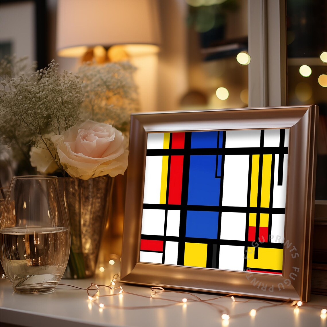 Mondrian Inspired Geometric Modern Art Living Room - Image 3