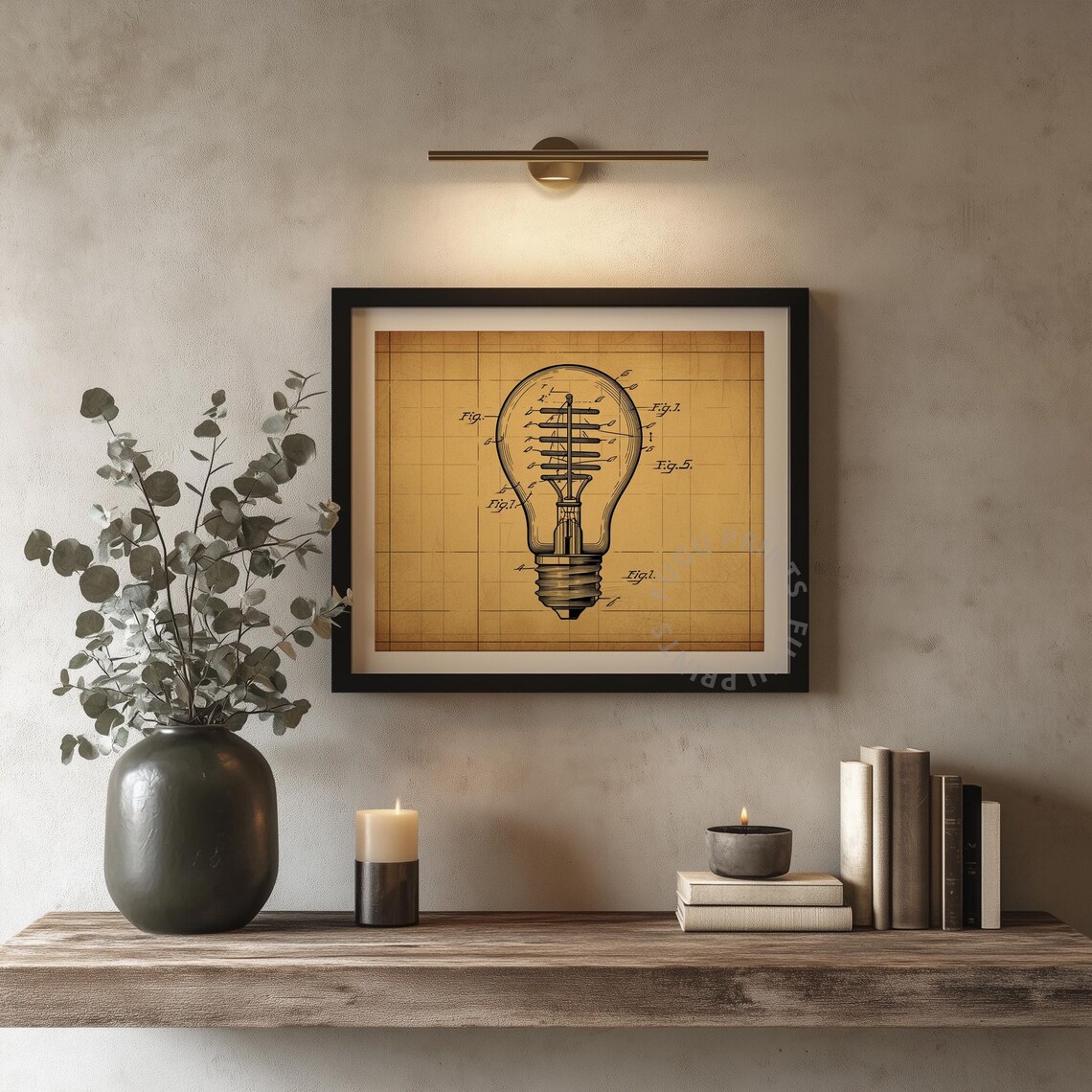 Light Bulb Patent Vintage Blueprint, Edison - Image 4