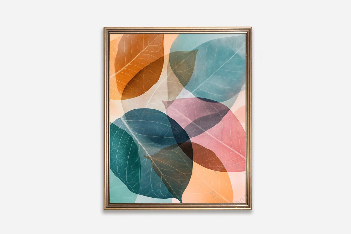 Leaf Print Abstract Botanical Art, Modern Leaves