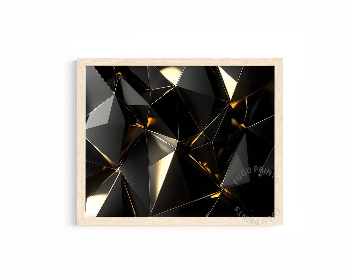 Black Gold Abstract Geometric Modern Art Print
