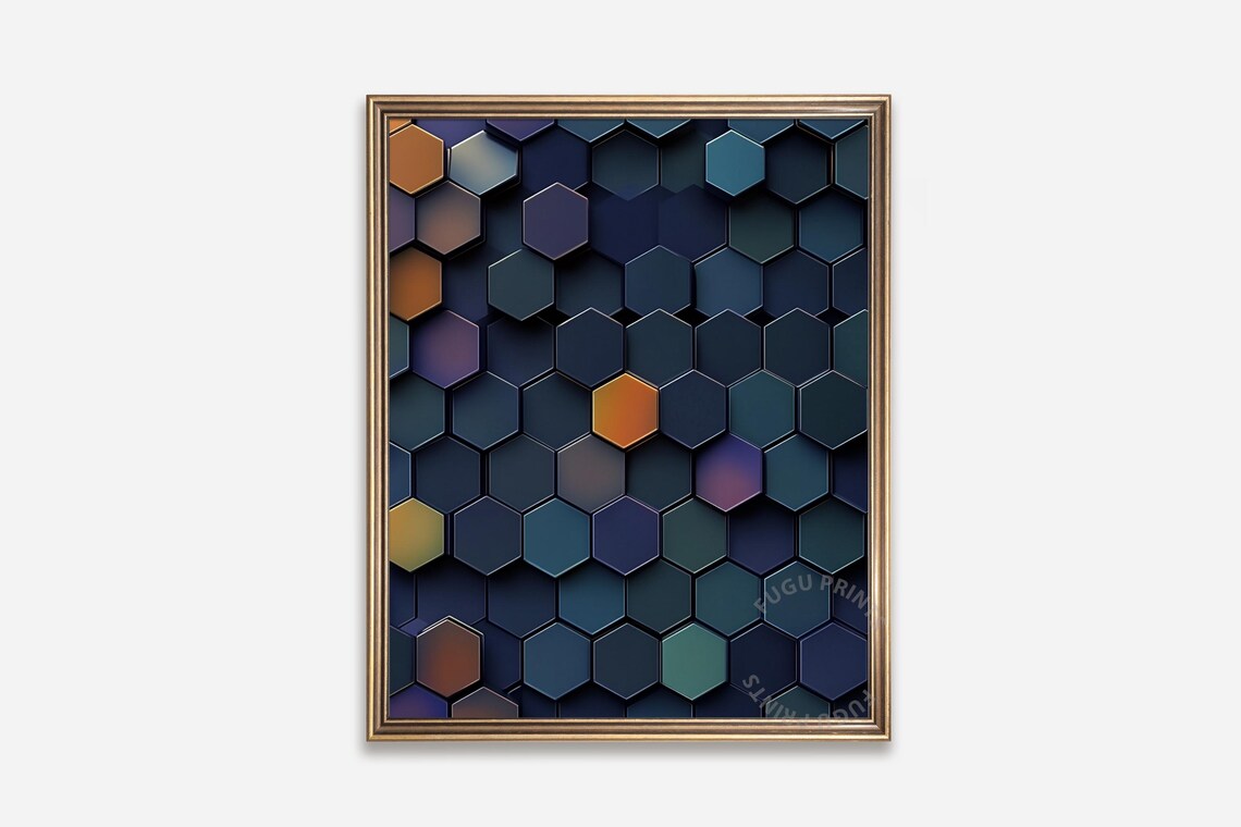 Hexagon Geometric Wall Art, Modern Decor