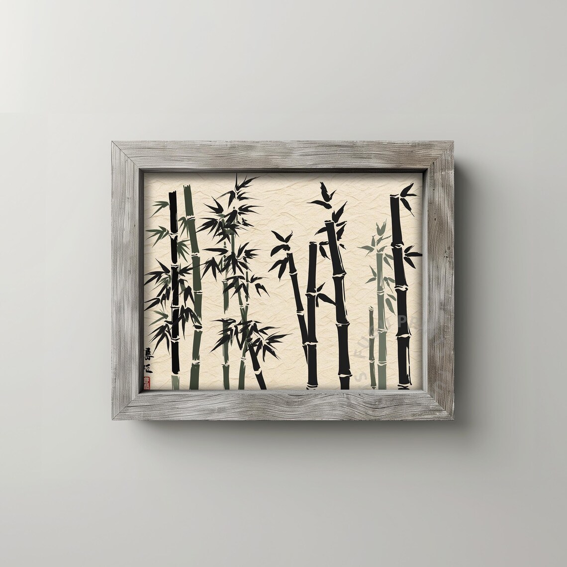 Bamboo Art Ink Painting, Minimalist Asian Decor - Image 2