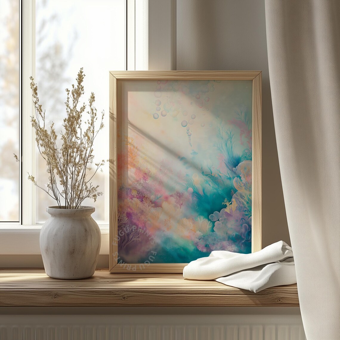 Pastel Underwater Abstract Coral Reef Art Print - Image 4