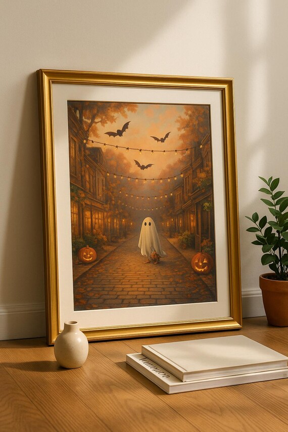 Dog Halloween Print Spooky Autumn Farmhouse Decor