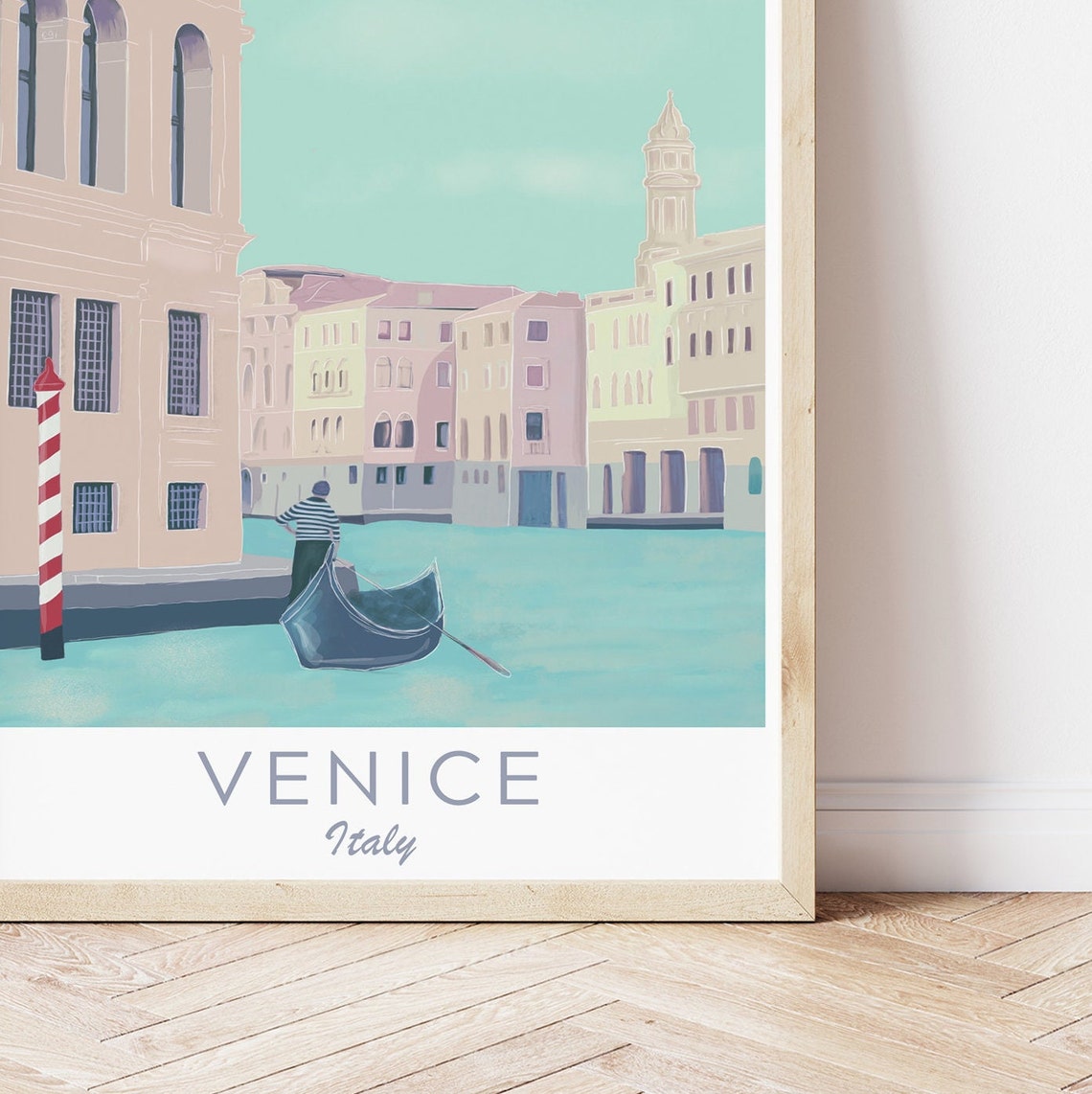 Italy Venice Illustration Venice Travel Print Italy Illustration Venice Wall Art Venice Gondola Print Italy Travel Poster Italy Print - Image 4
