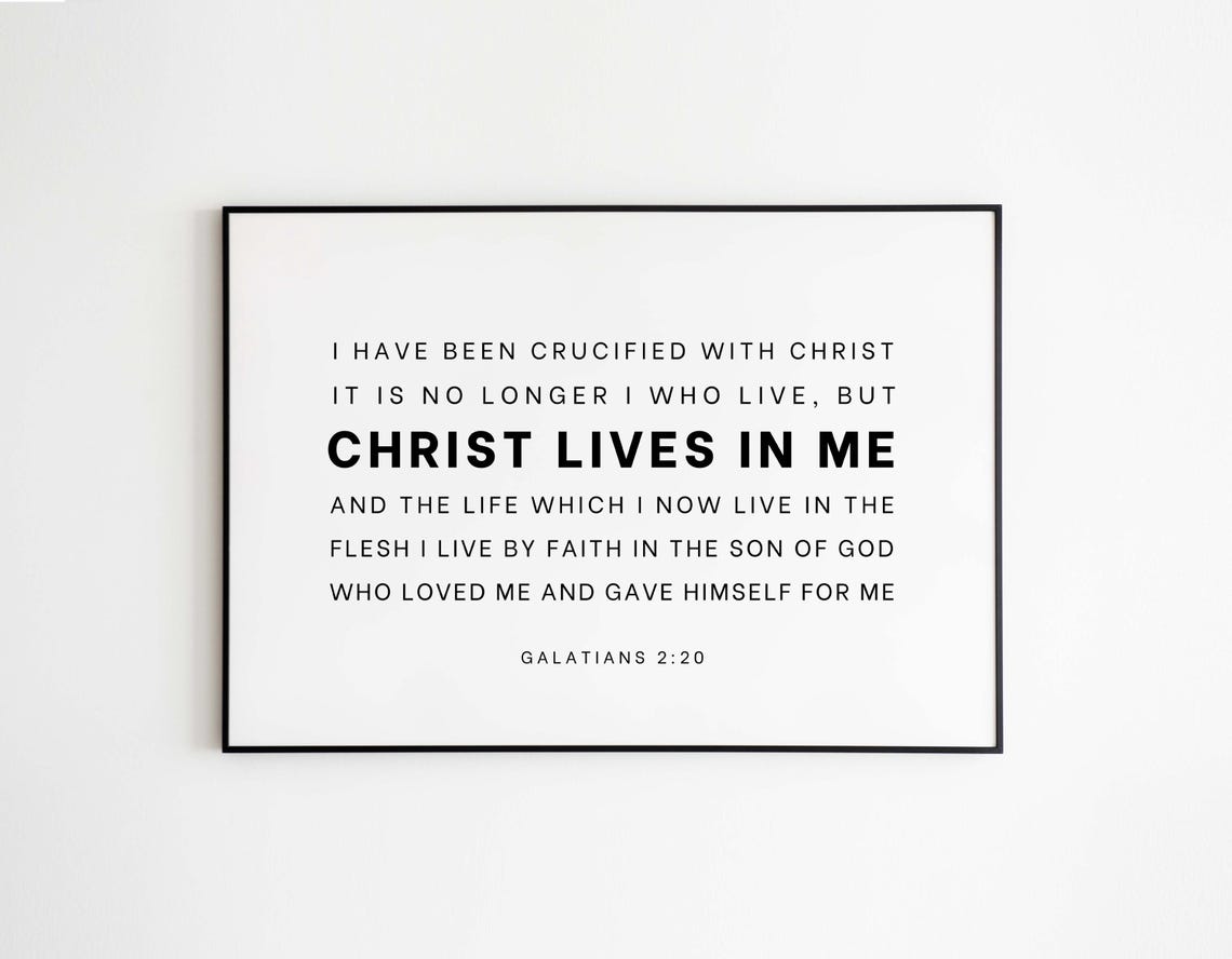 Galatians 220 Christ Lives In Me Minimalist Typography Faith Poster